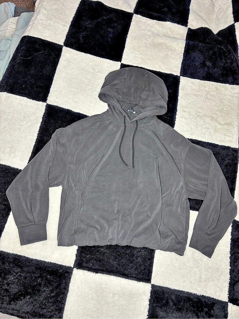 Athleta seasoft bubble Crop Hoodie Gray Large